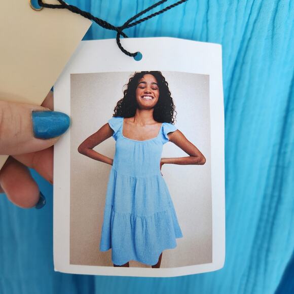 NATION Gauze Midi Dress XXL‎ Blue Plus Size Beach Coastal Resortwear Vacation - Picture 4 of 8